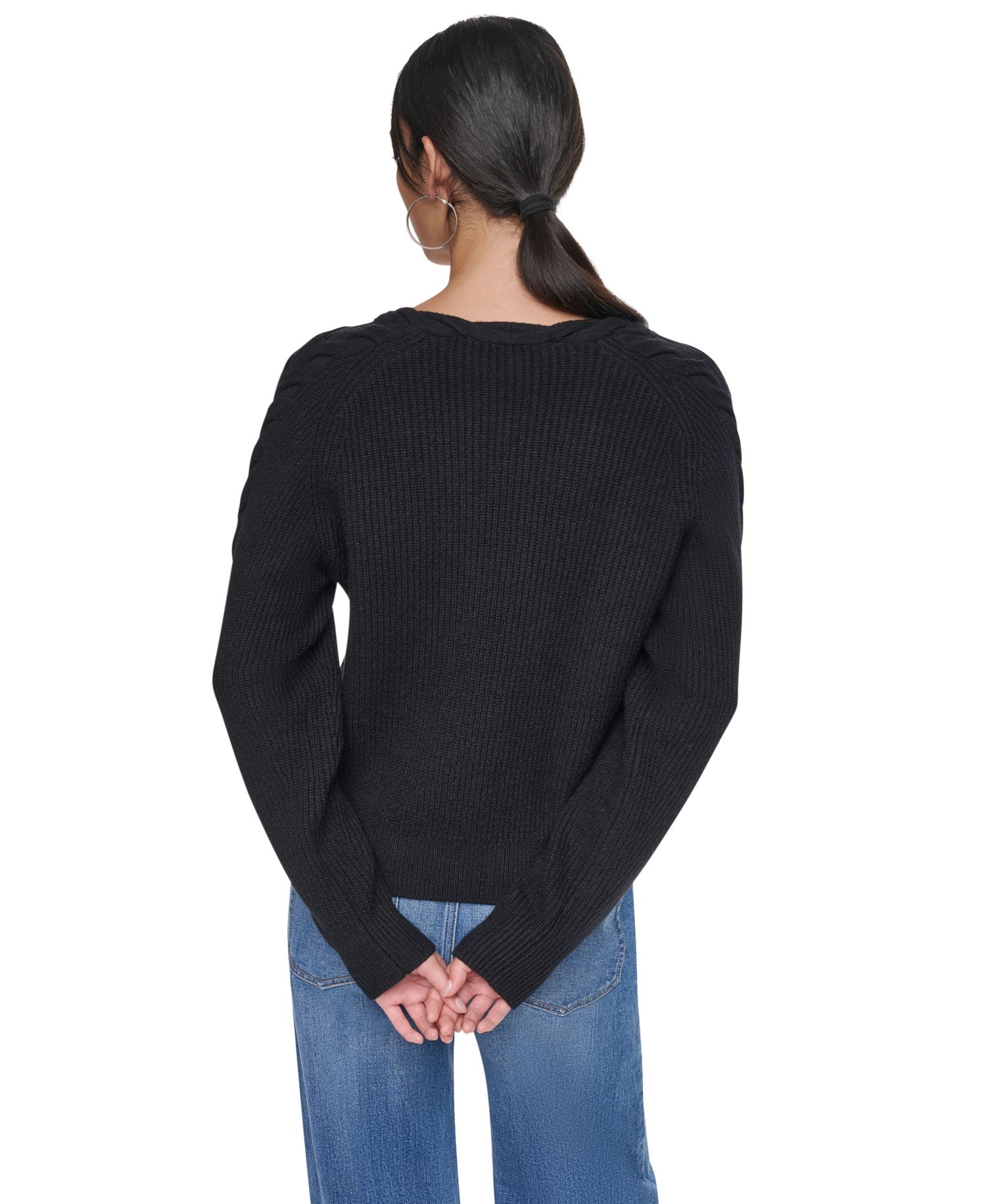 Women's Cable-Knit V-Neck Sweater