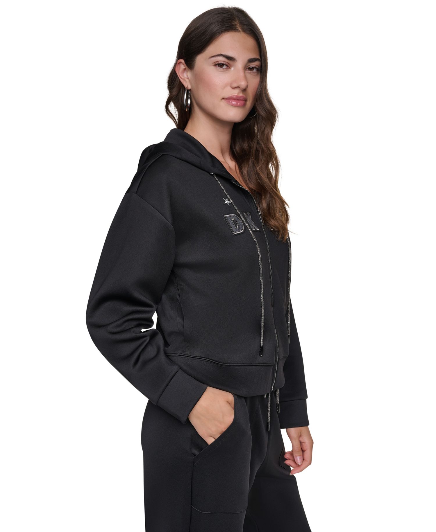 Women's Pins and Patches Full-Zip Hoodie Sweatshirt