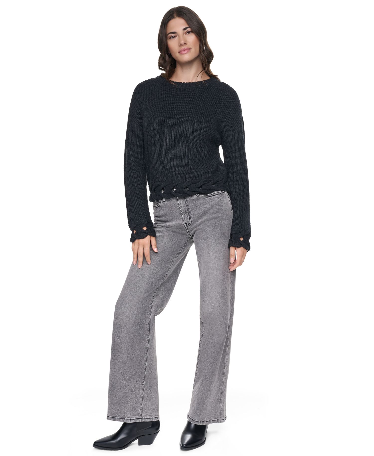 Women's Cable-Weave Crewneck Sweater