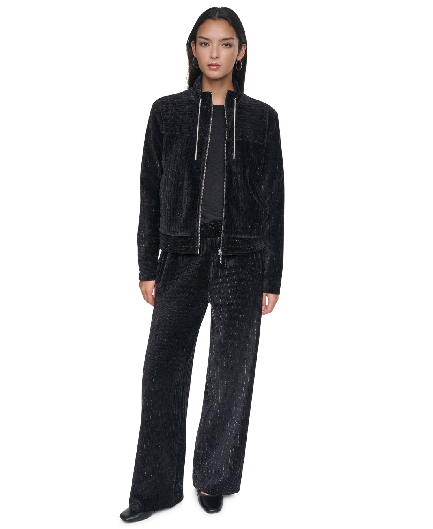 Women's Wide-Leg Velvet Pull-On Pants