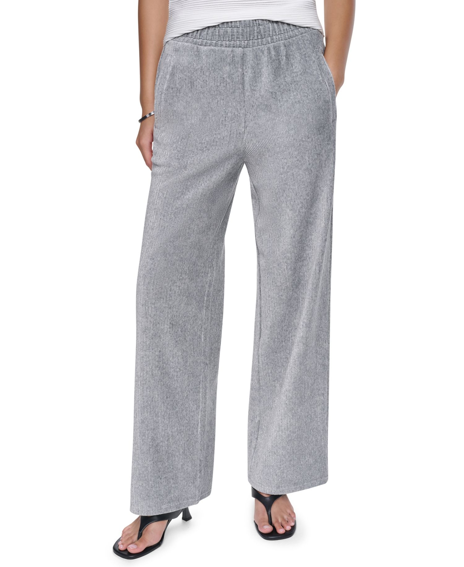 Women's Wide-Leg Velvet Pull-On Pants
