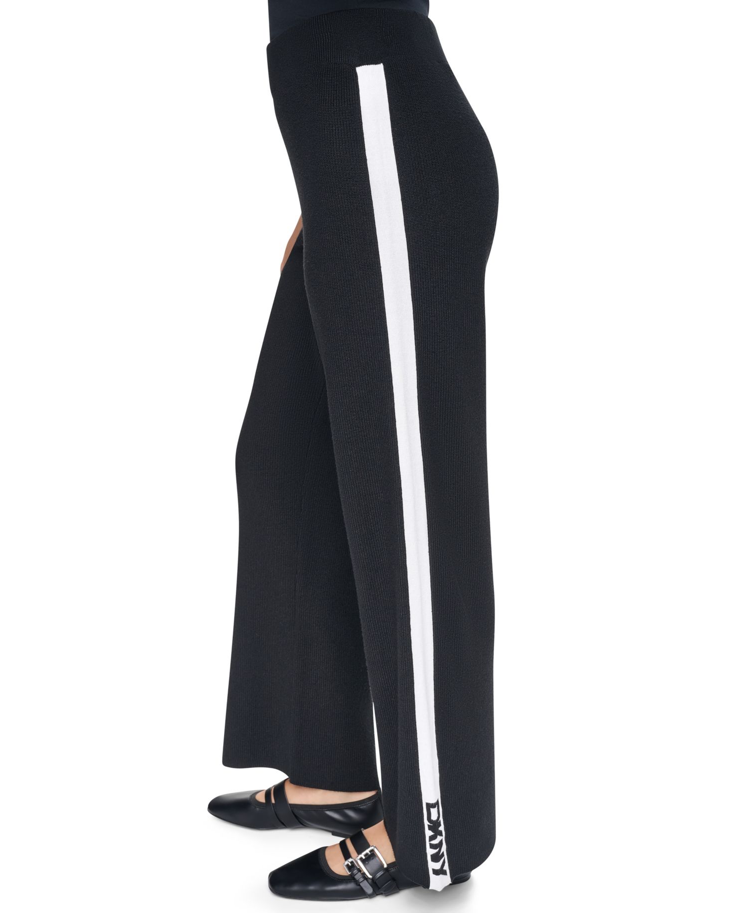 Women's Logo Stripe Wide-Leg Pull-On Sweater Pant