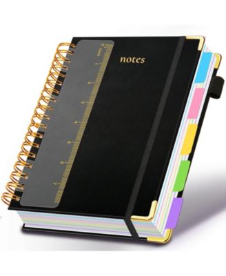 Hardcover Spiral Notebook 5 Subject College Ruled With Dividers Pen Loop