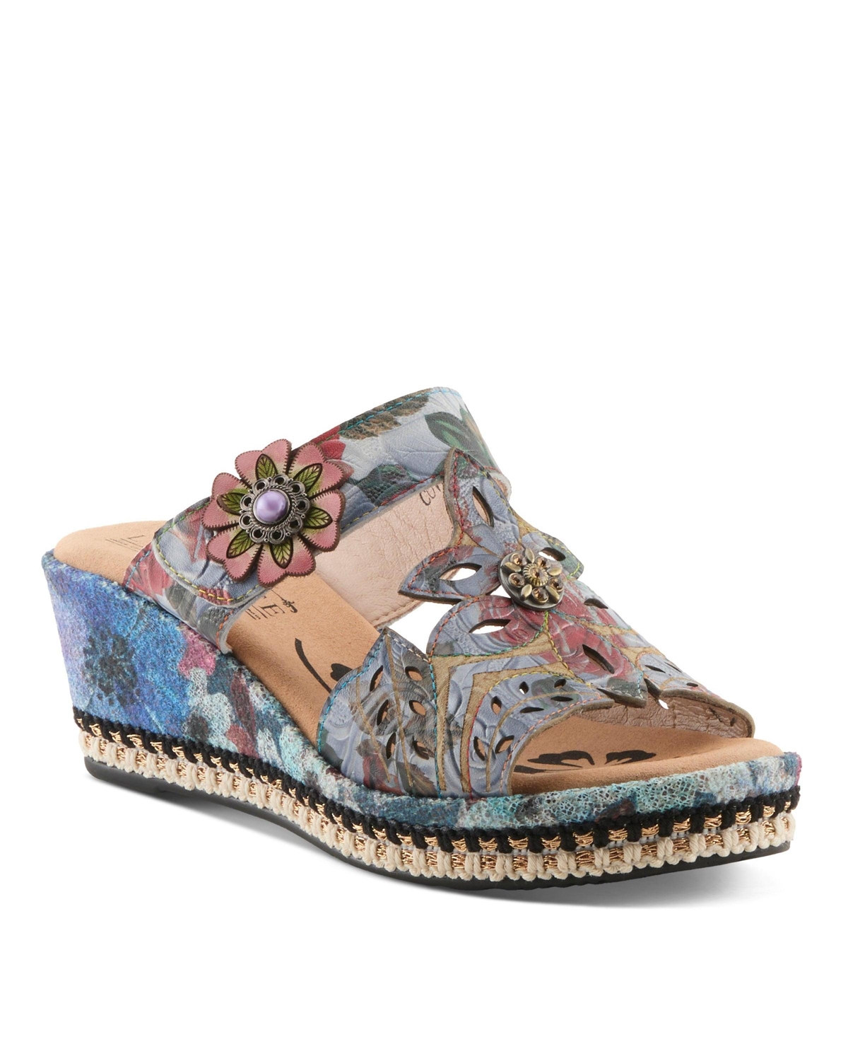 L'Artiste Women's Spring Step Coverup Sandal with Stitch-to-Sole Construction - Navy multi