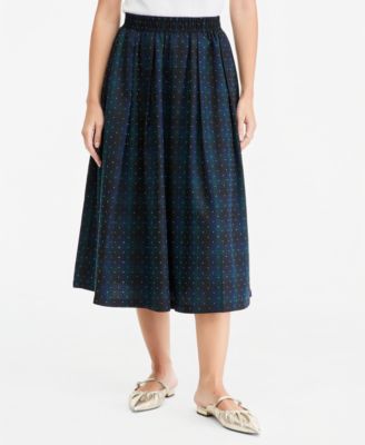 Women's Pull On Plaid Embellished Midi Skirt