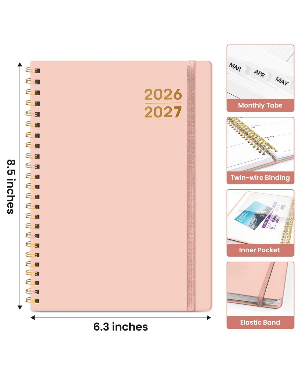 Danrong 3 Pack Academic Planner Monthly Weekly Hardcover Planning Book