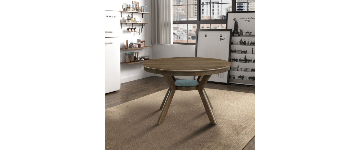 Flynama 47.24 Inch Rubber Wood Dining Table with Pedestal Base