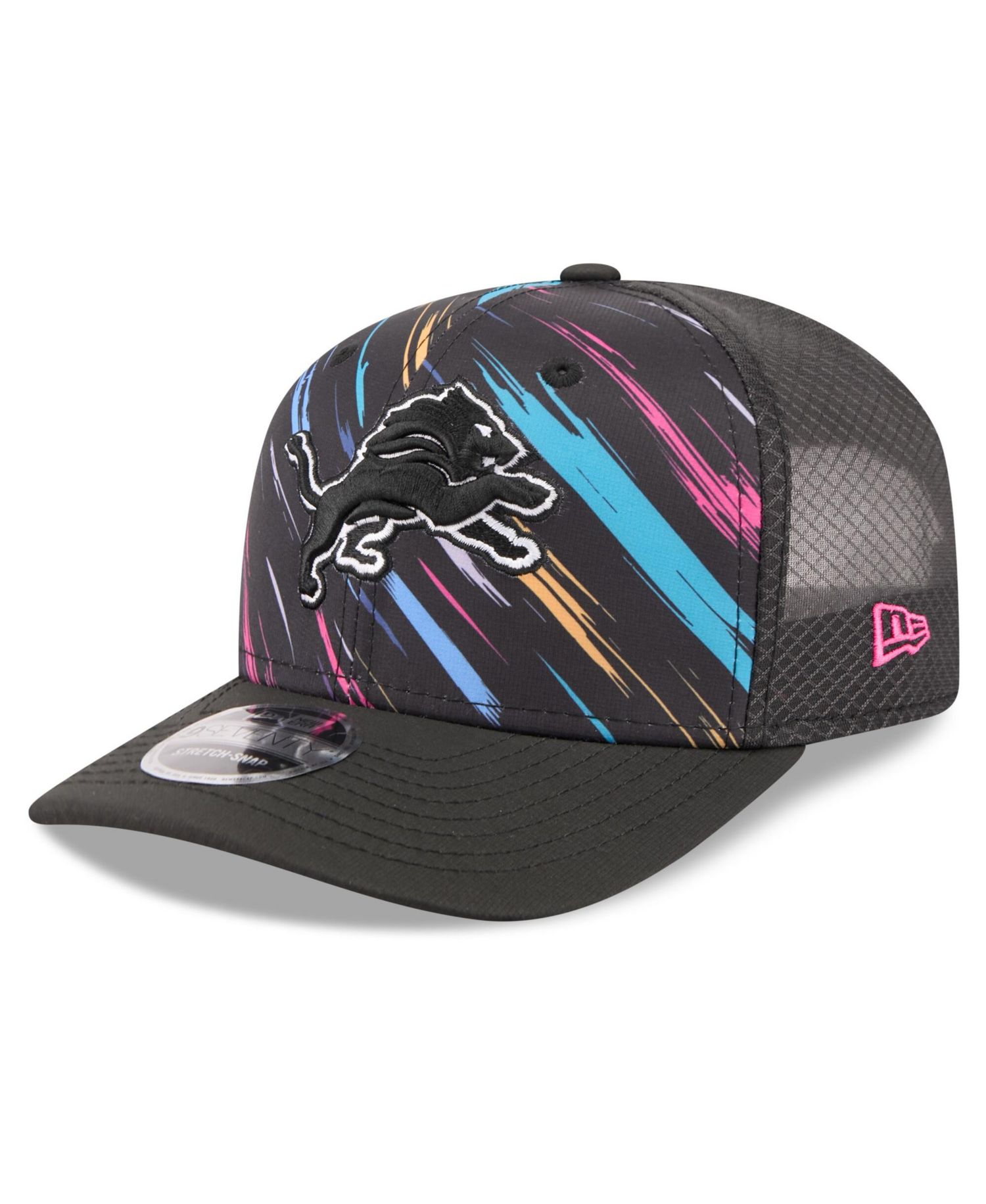 Men's Black Detroit Lions 2026 NFL Cruical Catch 9SEVENTY Adjustable Trucker Hat