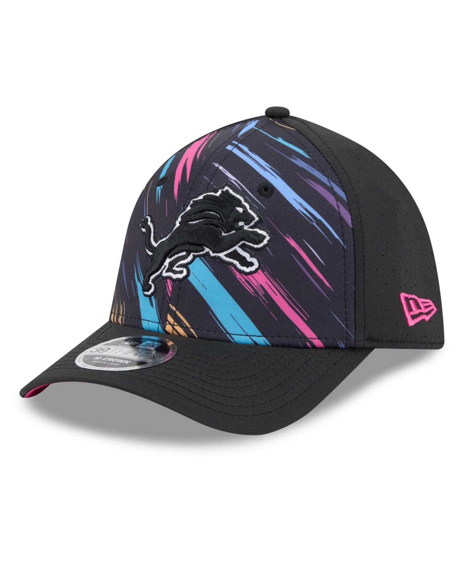 Men's Black Detroit Lions 2026 NFL Cruical Catch 39THIRTY M-Crown Stretch Hat