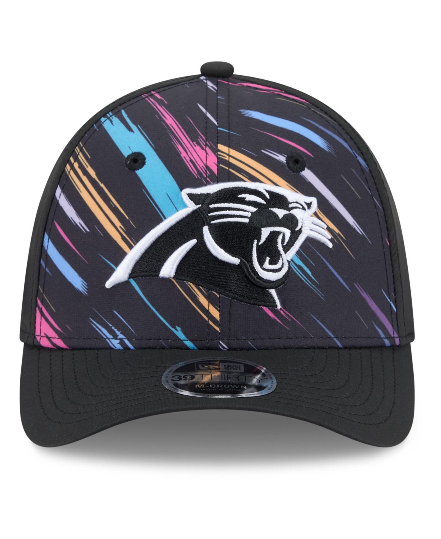 Men's Black Carolina Panthers 2026 NFL Cruical Catch 39THIRTY M-Crown Stretch Hat