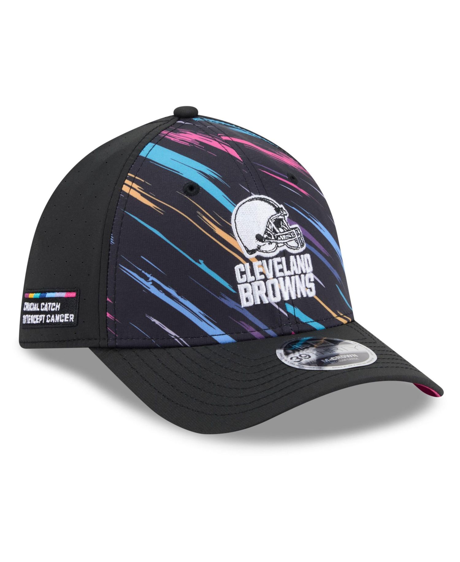 Men's Black Cleveland Browns 2026 NFL Cruical Catch 39THIRTY M-Crown Stretch Hat