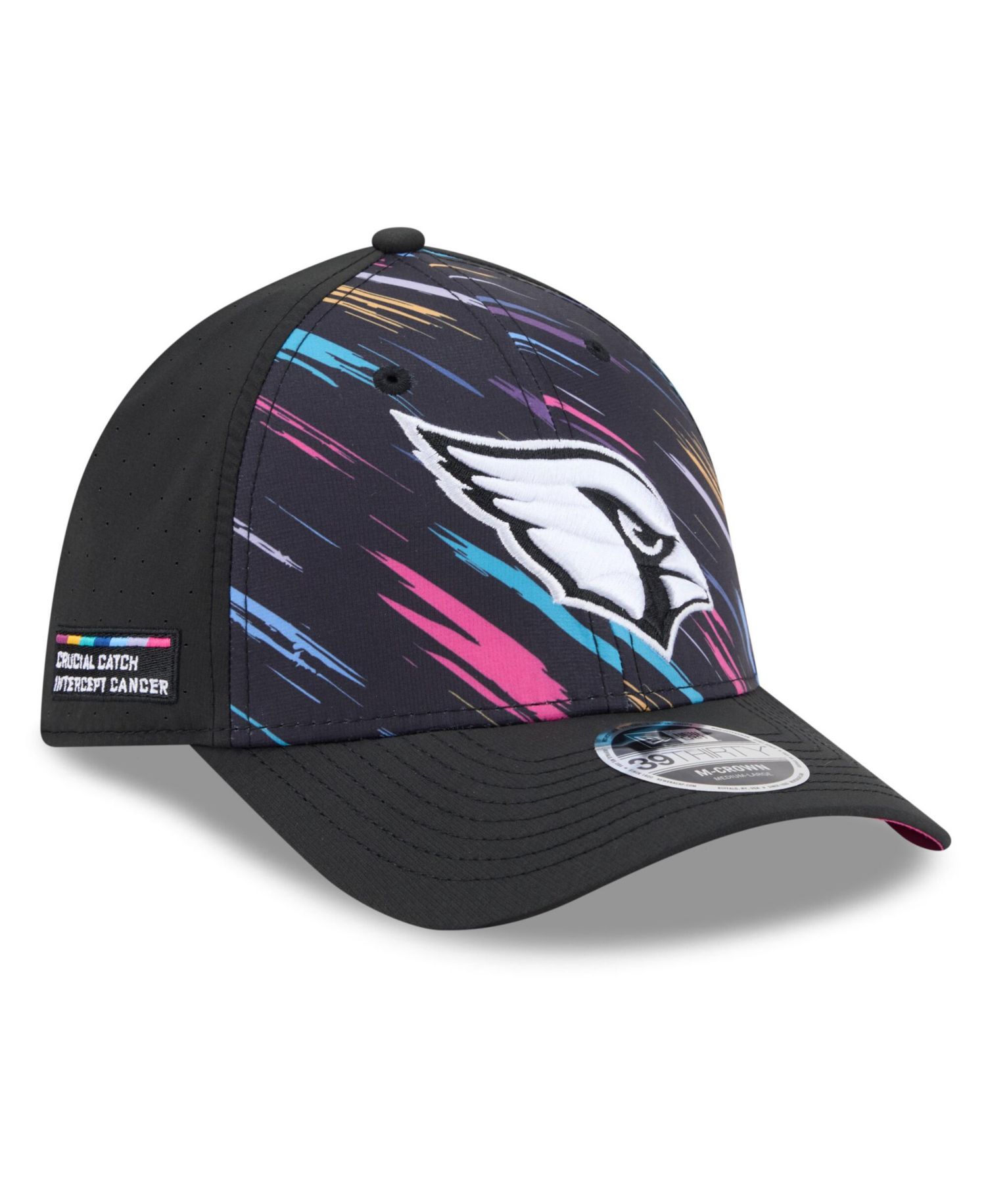 Men's Black Arizona Cardinals 2026 NFL Cruical Catch 39THIRTY M-Crown Stretch Hat