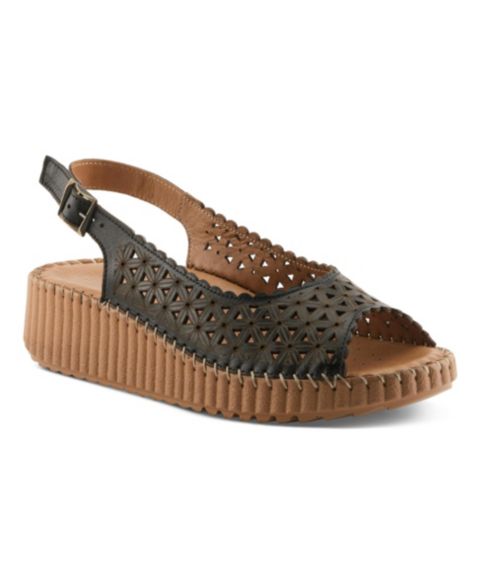 Женские сандалии Spring Step Rowyn Slingback Wedge with Cushioned Insole, цвет: Чёрный