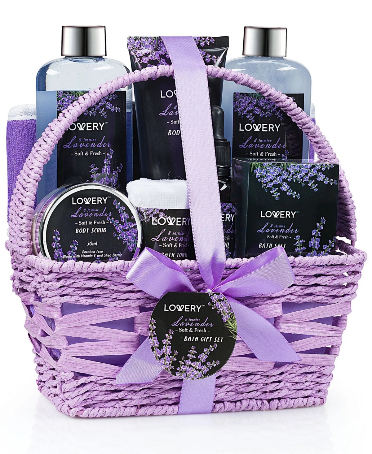 Lovery Lavender and Jasmine Body Care 10 Piece Gift Set - Lavender