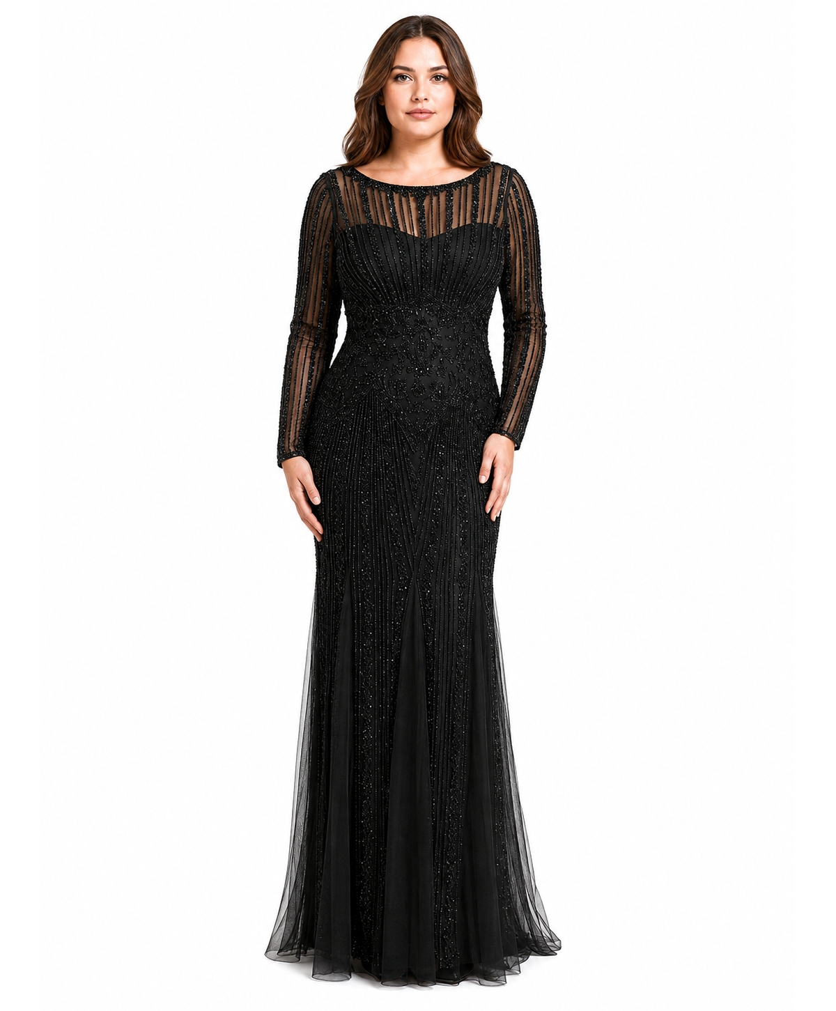 Lara Women's High Neck Beaded Gown