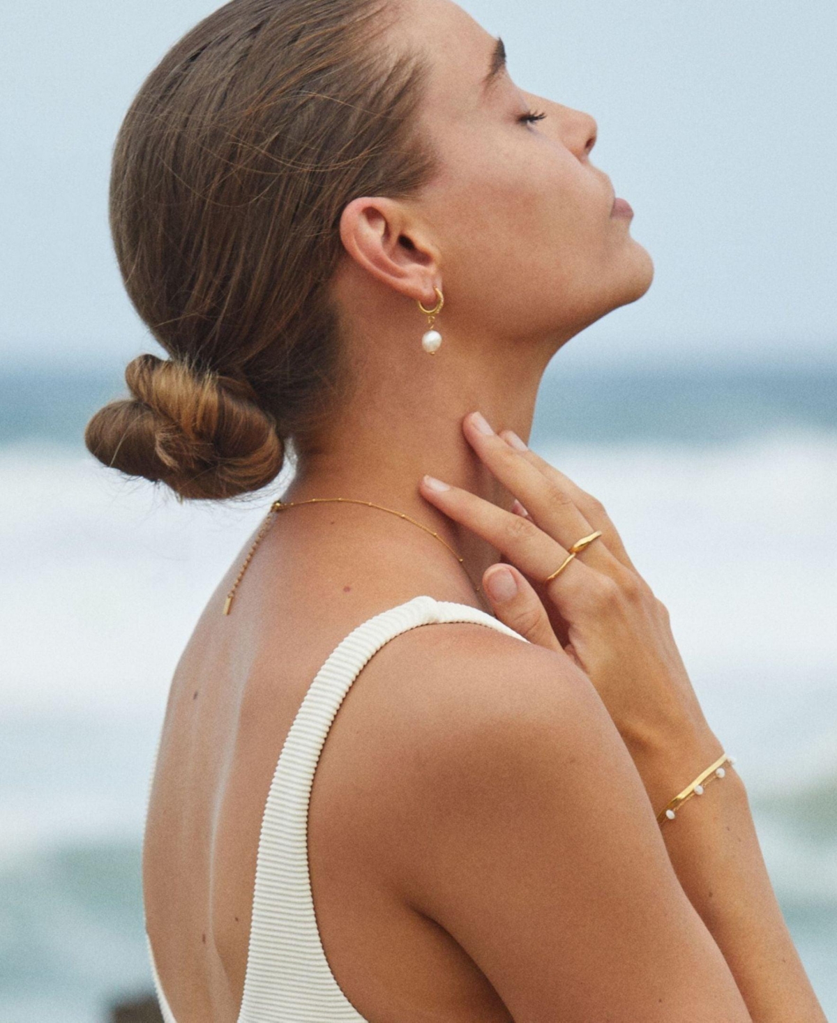 Atolea Freshwater Pearl Huggie Hoop Earrings