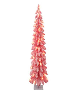 4' Pre-Lit Flocked Alpine Pencil Christmas Tree