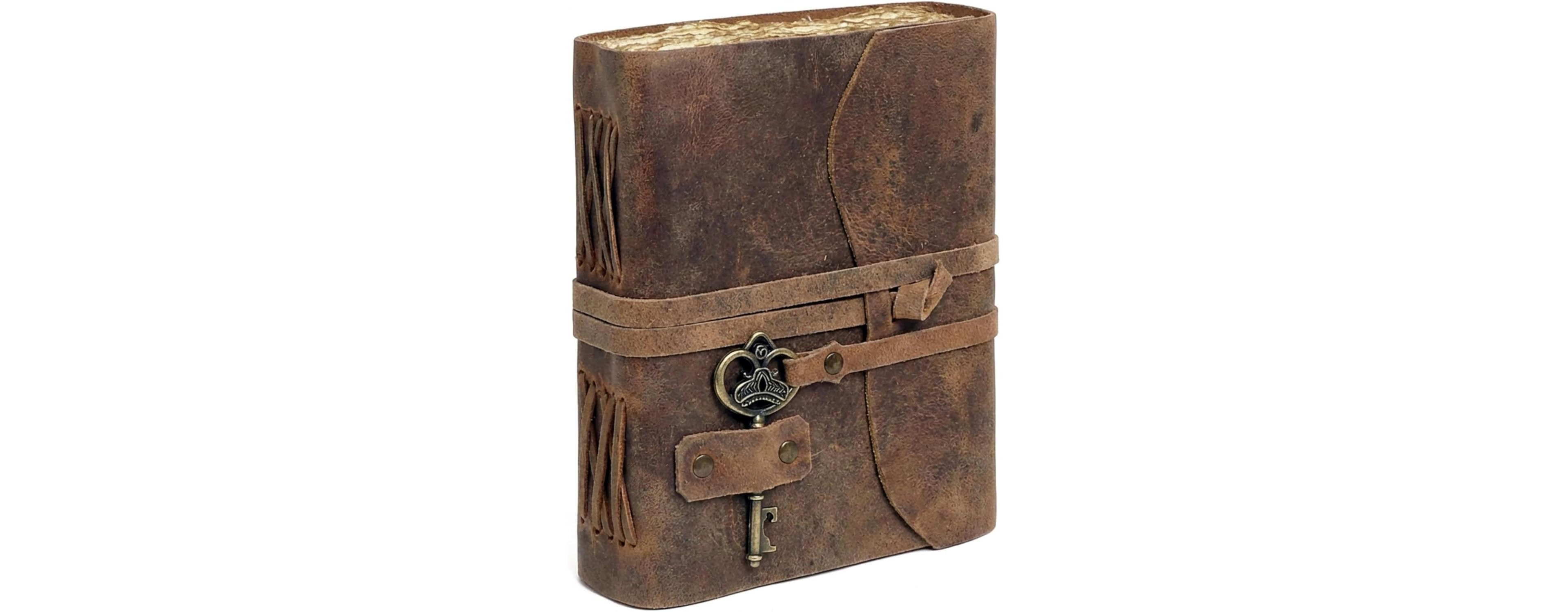Danrong Handmade Vintage Buffalo Leather Journal Deckle Edge Paper Diary Sketchbook