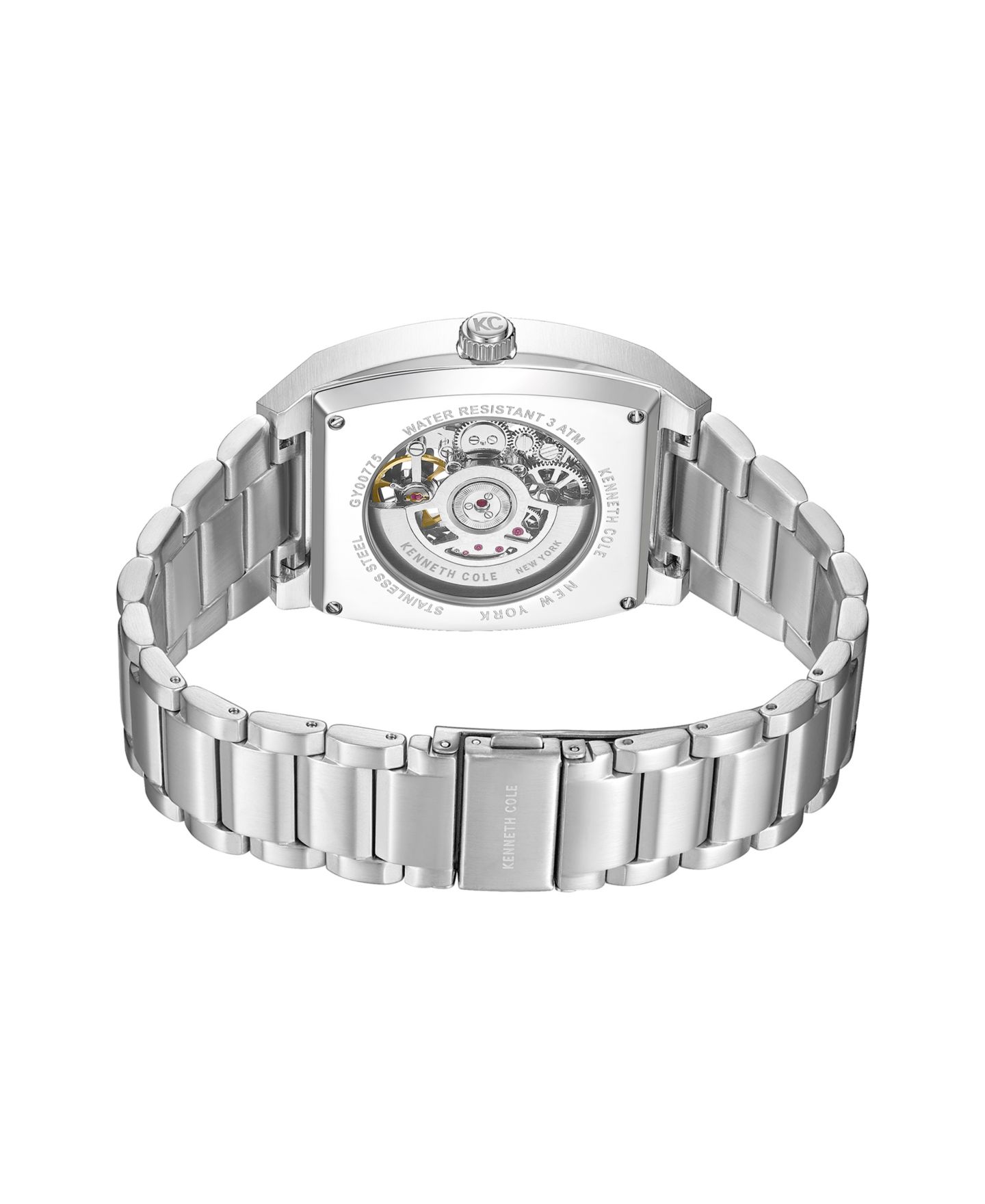 Мужские часы Kenneth Cole New York Automatic Skeleton Milford Silver-Tone Stainless Steel 40x52.5mm — фото 3