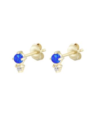 Lab-grown Opal Seed Stud Earrings in 14k Gold-Plated Sterling Silver