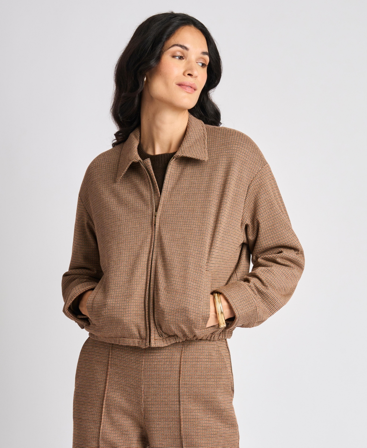 Vince Camuto Women's Collared Bubble-Hem Bomber Jacket