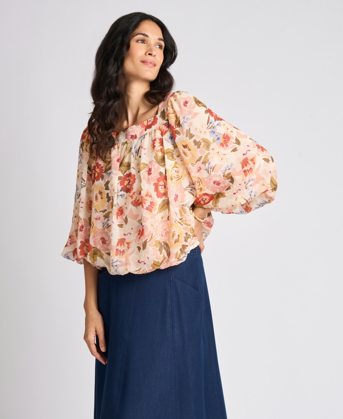Vince Camuto Women's Square Neck Bubble Blouse