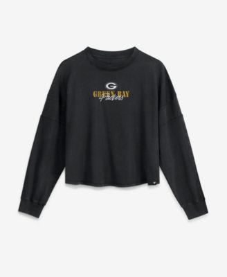 Women's Black Green Bay Packers Oversized Chop Block Boxy Long Sleeve T-Shirt