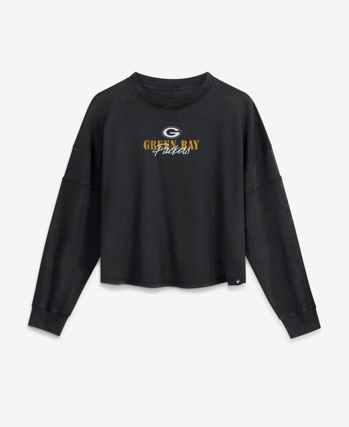 Женская футболка Fanatics Black Green Bay Packers Oversized Chop Block Boxy Long Sleeve — фото 1