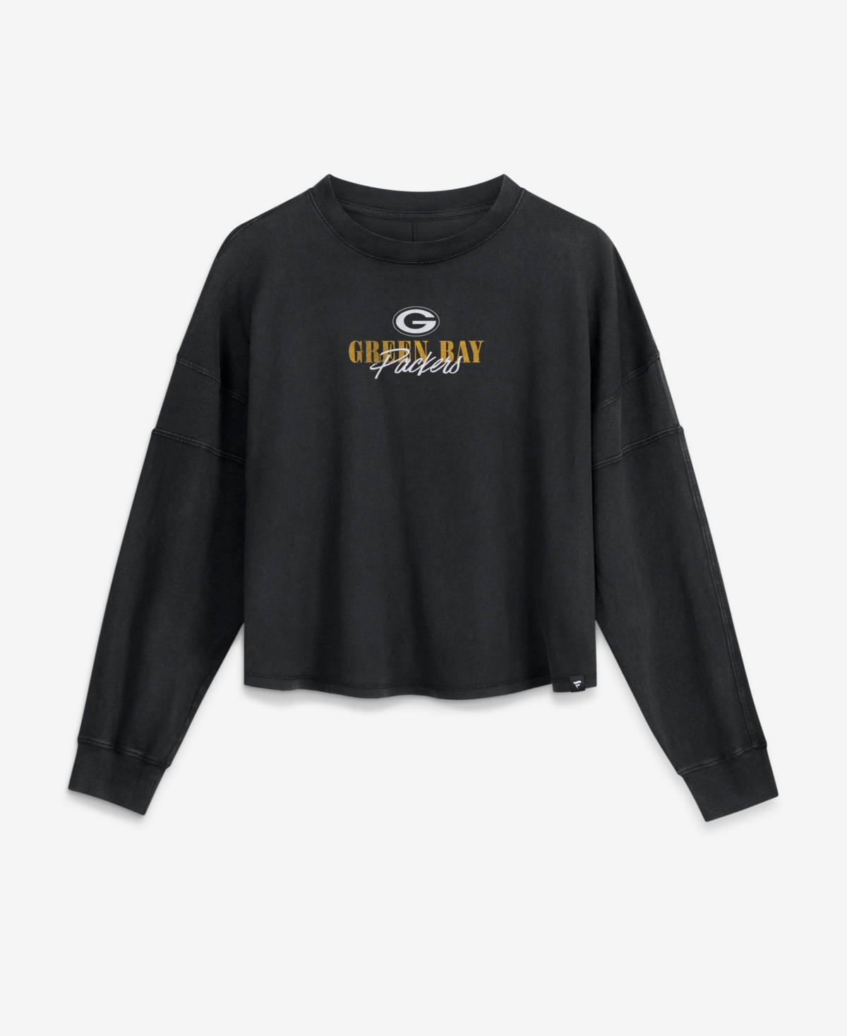 Fanatics Women's Green Bay Packers Chop Block Oversized Long-Sleeve Crewneck T-Shirt - Black
