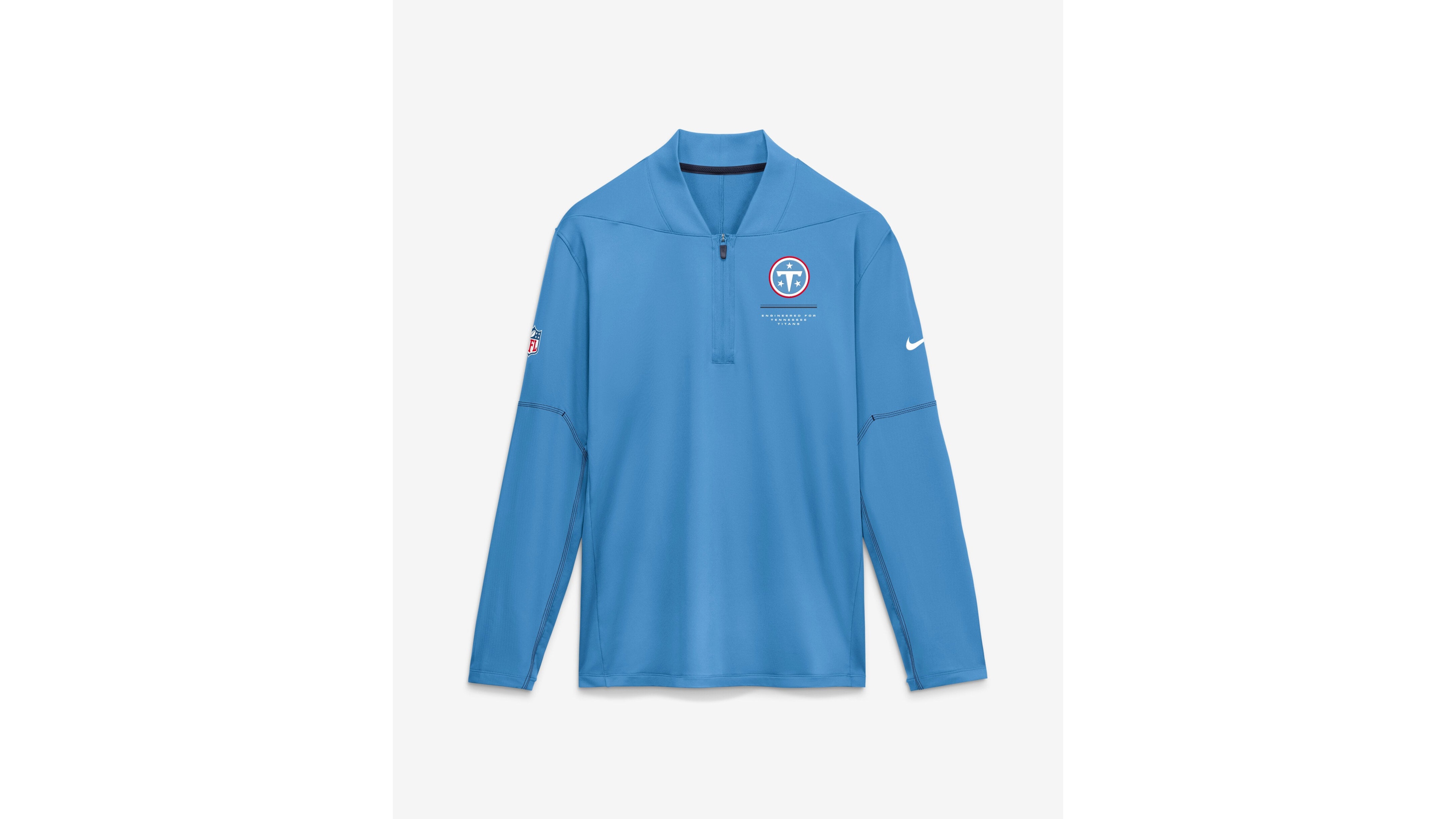 Men's Nike Light Blue Tennessee Titans Sideline Logo Glory Midweight Dri-fit Half-Zip Pullover