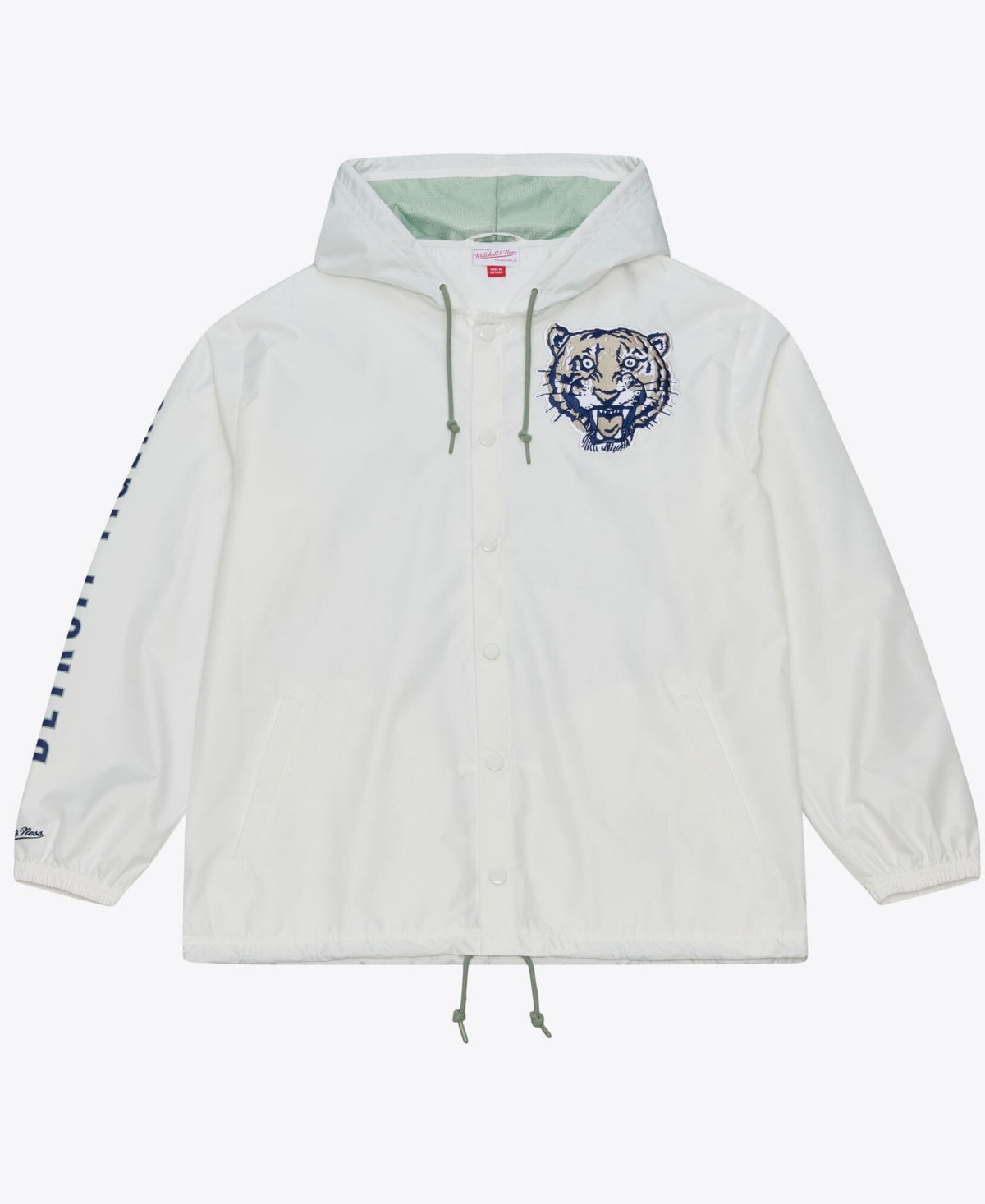 Mitchell & Ness Men's Detroit Tigers Yacht Rock Hooded Full-snap Windbreaker Jacket In Gray