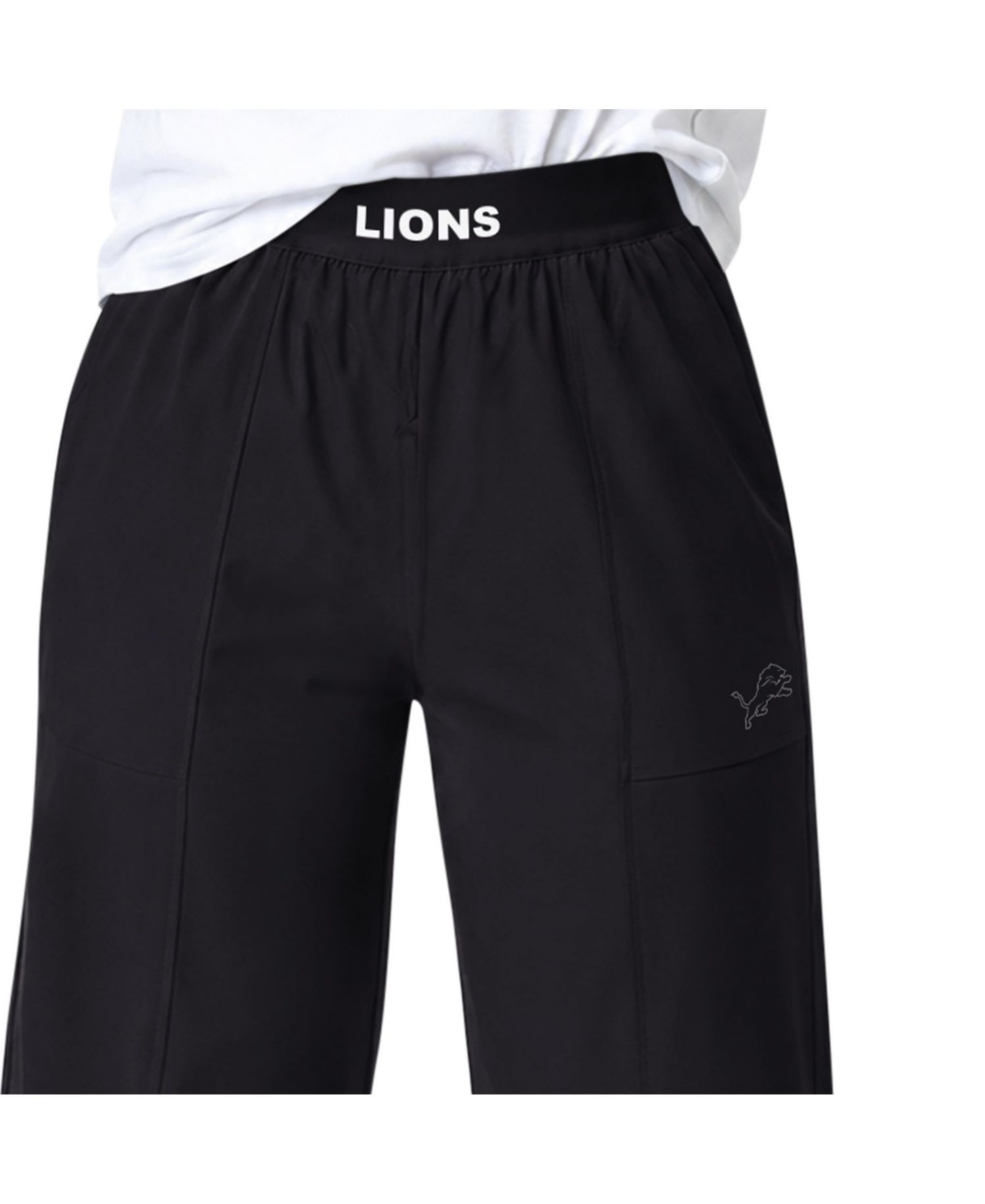 Women's Black Detroit Lions Athleisure Wide-Leg Trousers