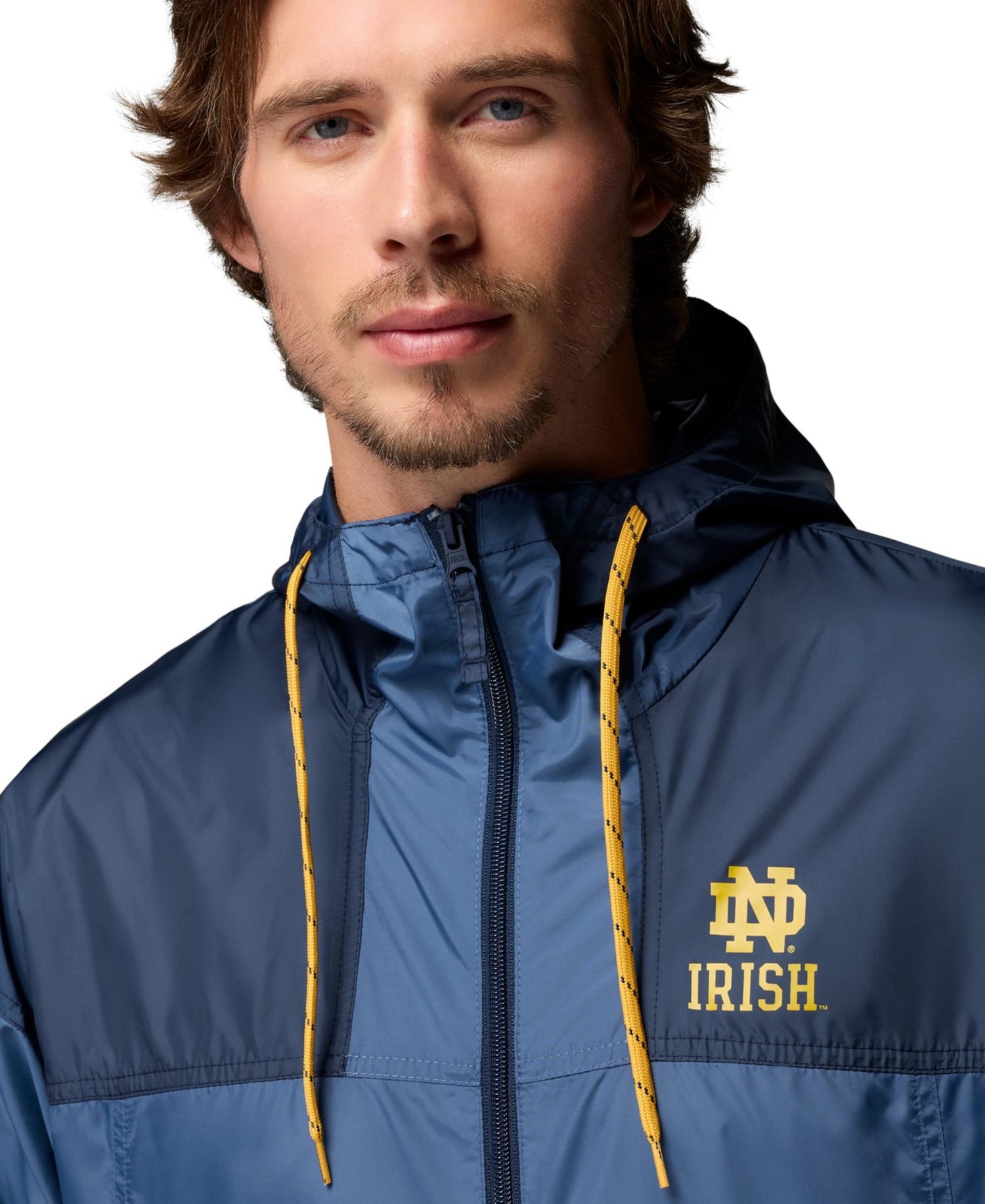 Men's Navy Notre Dame Fighting Irish Flash Challenger II Full-Zip Hooded Windbreaker