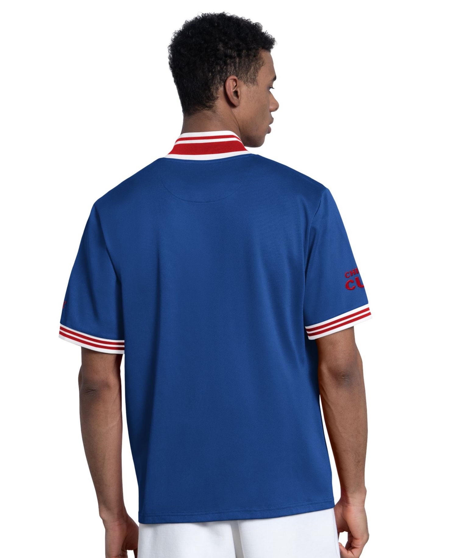 Men's Royal Chicago Cubs Button-Up Short Sleeve Jacket