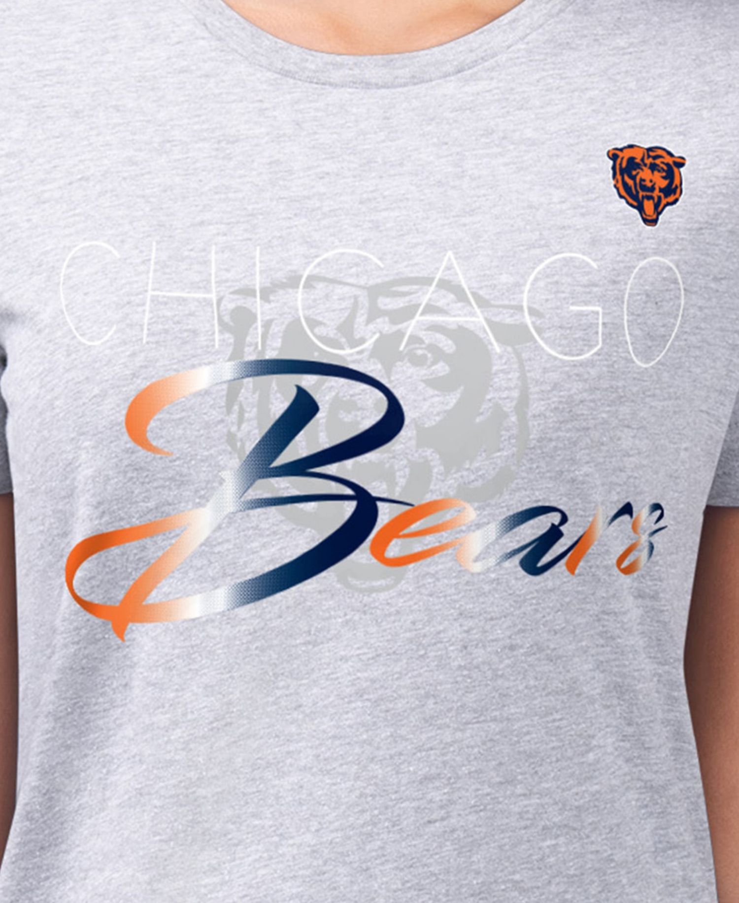 Women's Gray Chicago Bears Super-Slim Fit Lightweight Shadow Logo T-Shirt