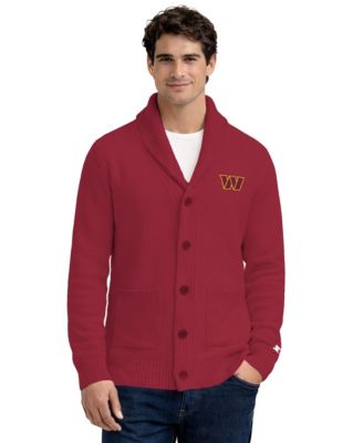 Men's Navy New England Patriots Shawl Collar Heavy Knit Cardigan Sweater