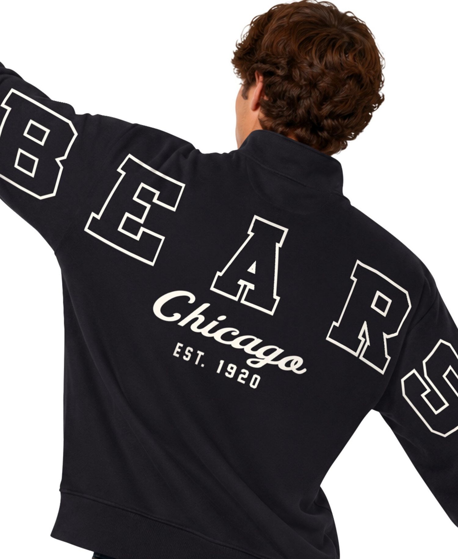 Men's Black Chicago Bears Thursday Night Gridiron Batwing Quarter-Zip Sweatshirt
