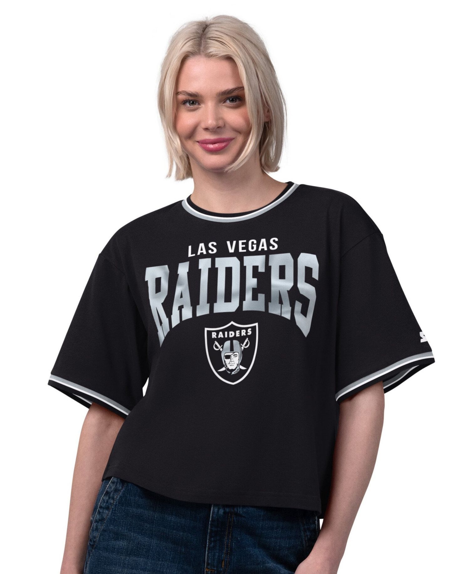 Women's Black Las Vegas Raiders Ace Cropped T-Shirt