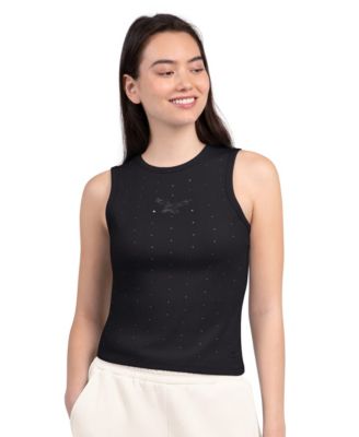 Women's Black Philadelphia Eagles Rhinestone Sprinkle Ribbed Tank