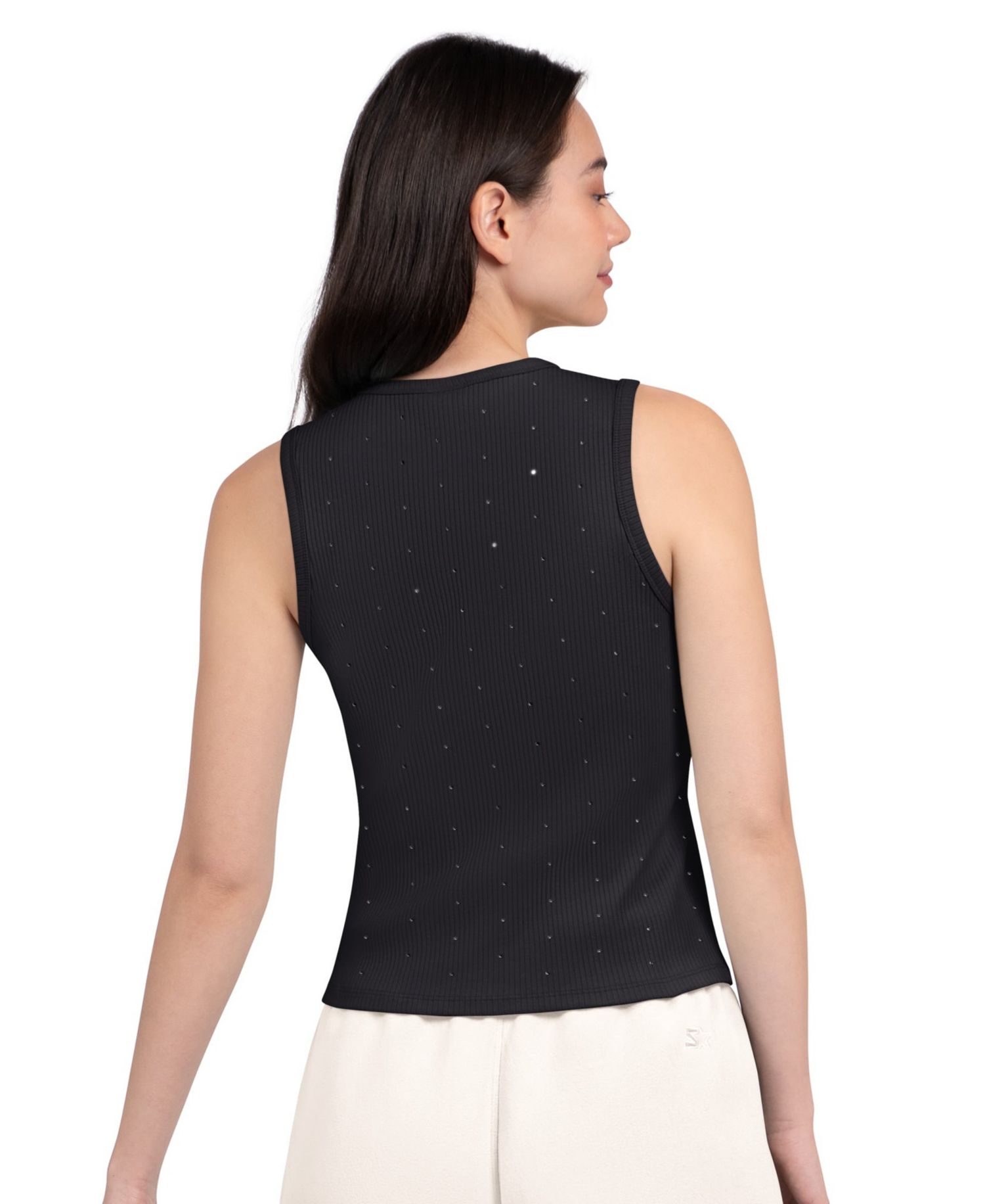 Women's Black Las Vegas Raiders Rhinestone Sprinkle Ribbed Tank