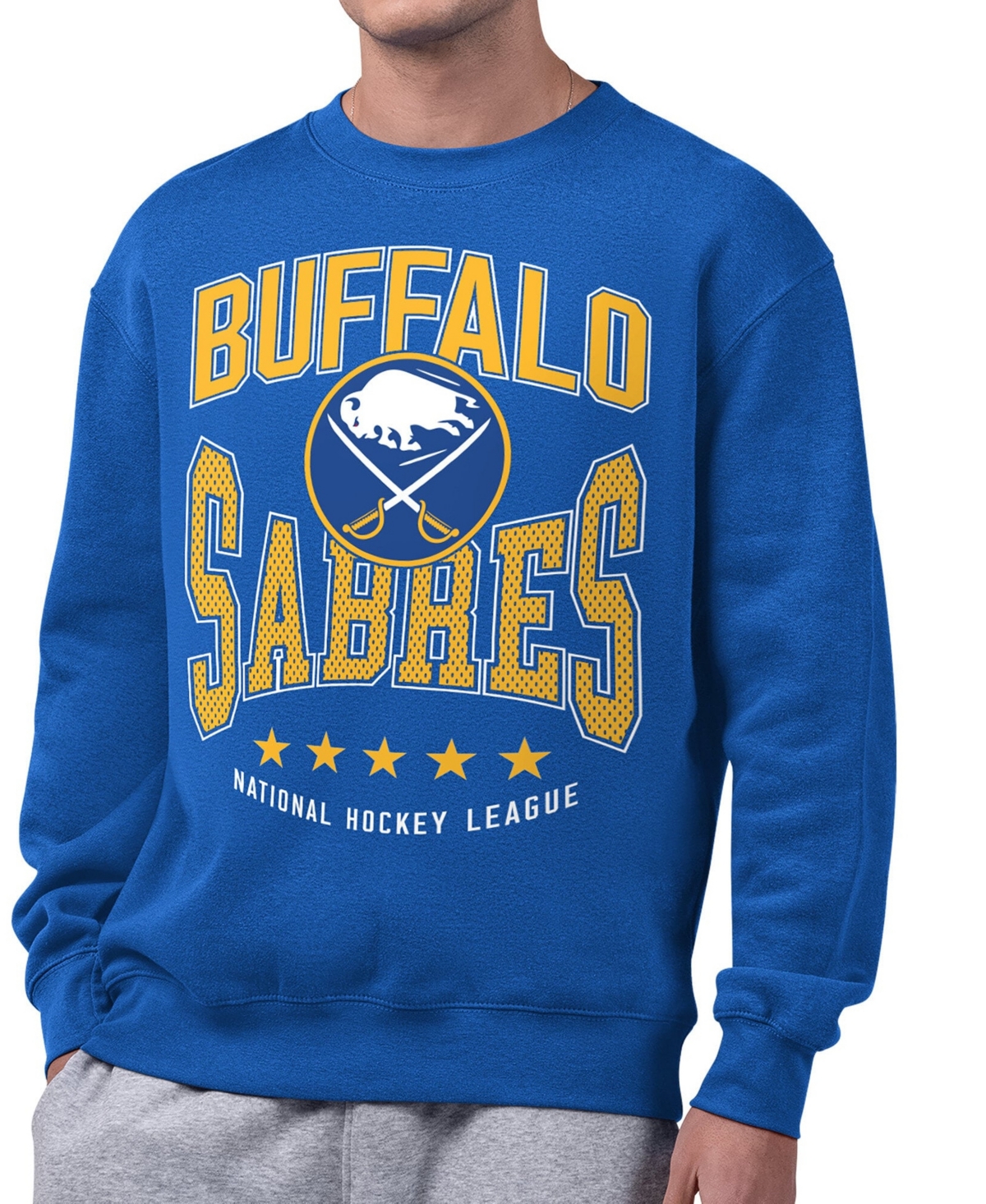 Starter Men's Center Squeeze Buffalo Sabres Screen-Print Relaxed-Fit Sweatshirt