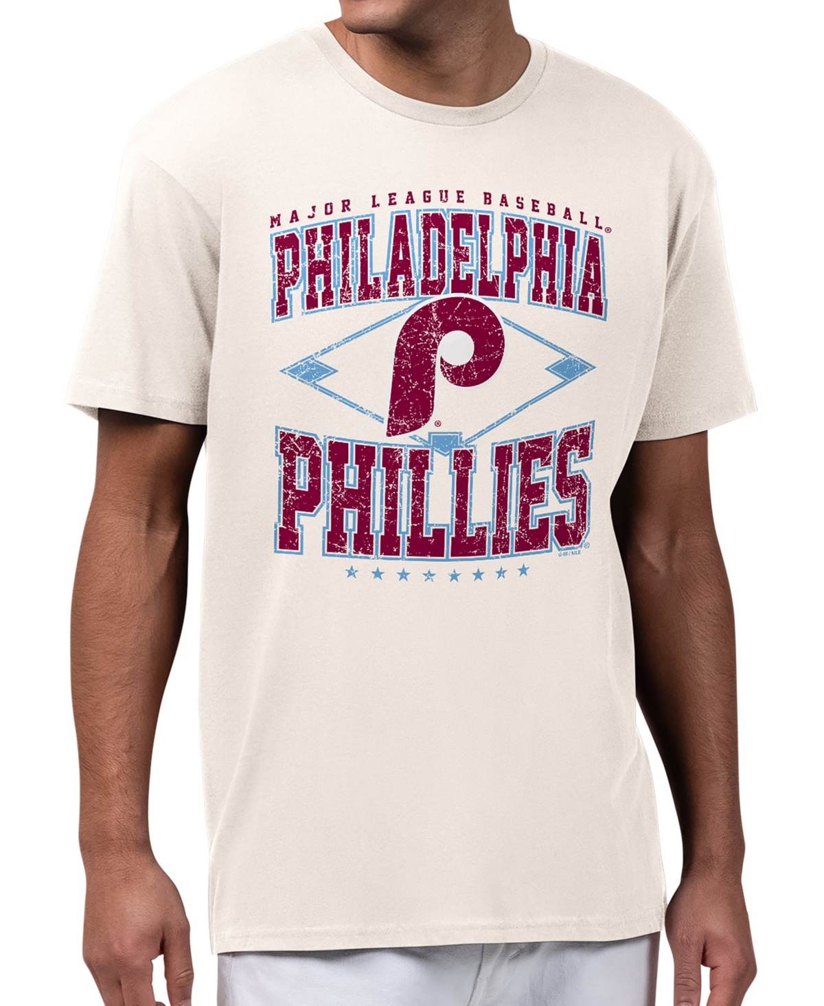 Starter Men's Philadelphia Phillies Distressed Cooperstown Diamond Crewneck T-Shirt