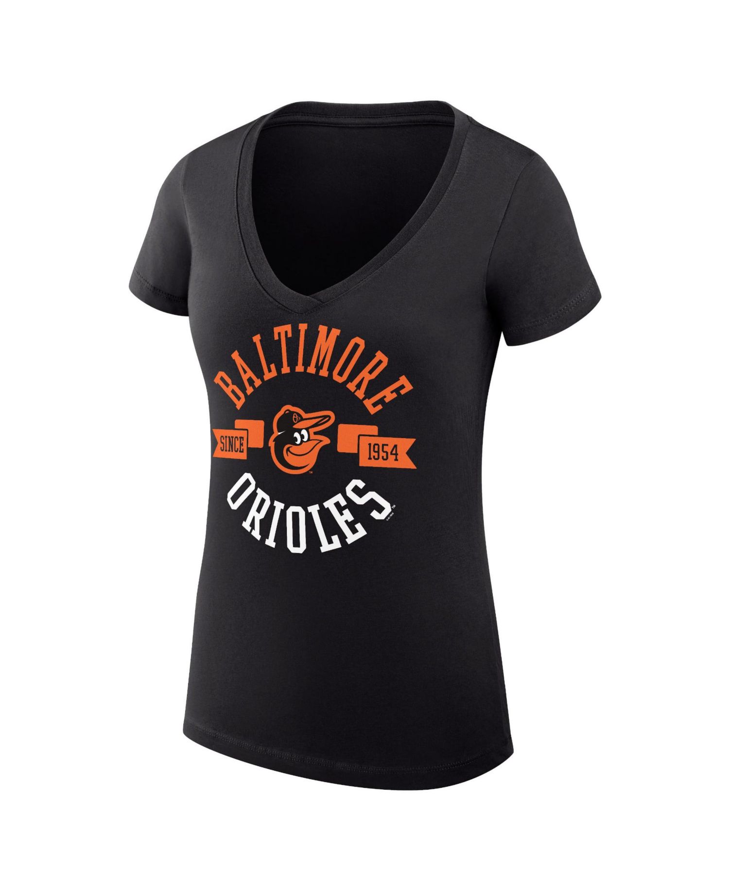 Women's Black Baltimore Orioles Super-Slim Fit Lightweight City Graphic V-Neck T-Shirt