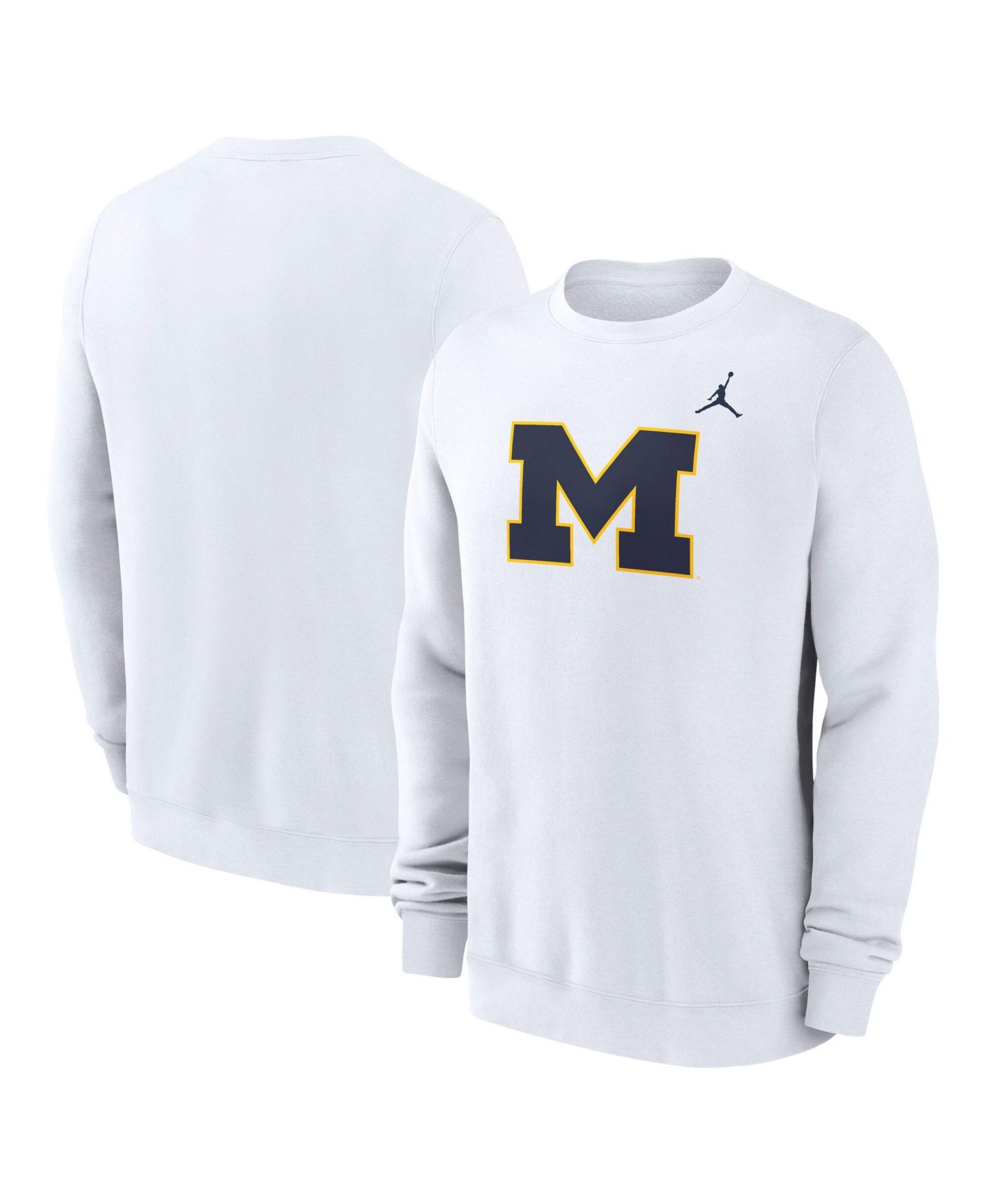 Men's White Michigan Wolverines Primetime Fleece Pullover Sweatshirt