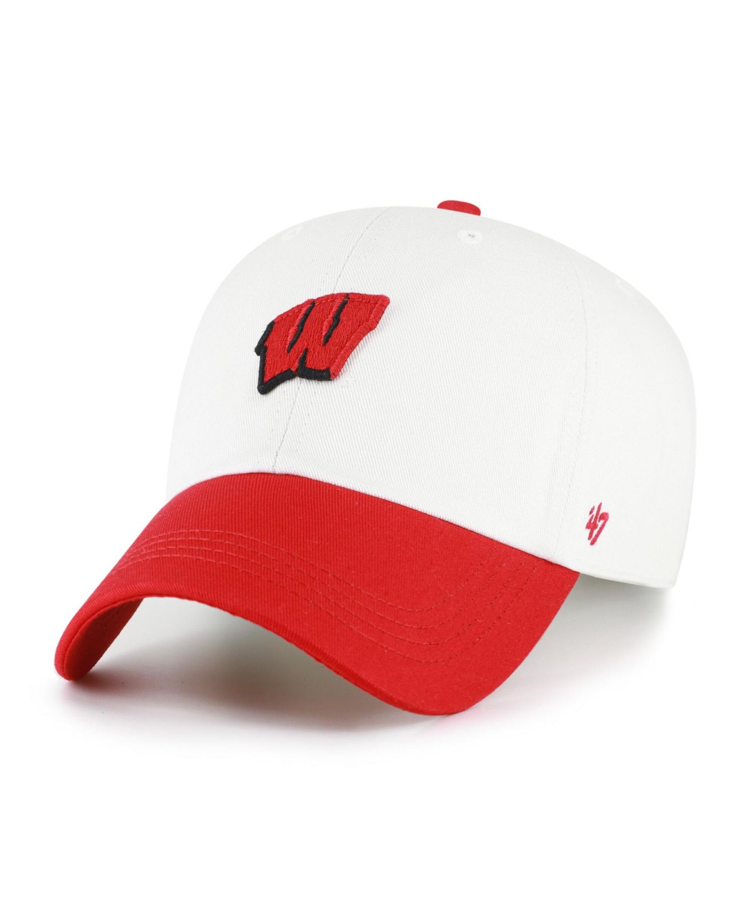 Men's '47 White/Red Wisconsin Badgers Contemporary Basics Two Tone Clean Up Adjustable Hat