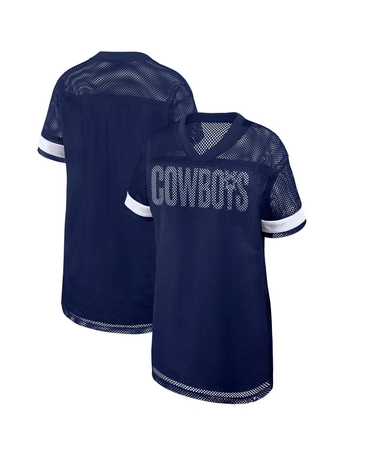 Women's Navy Dallas Cowboys Oversized Team First Deep Route Mesh V-Neck Dress