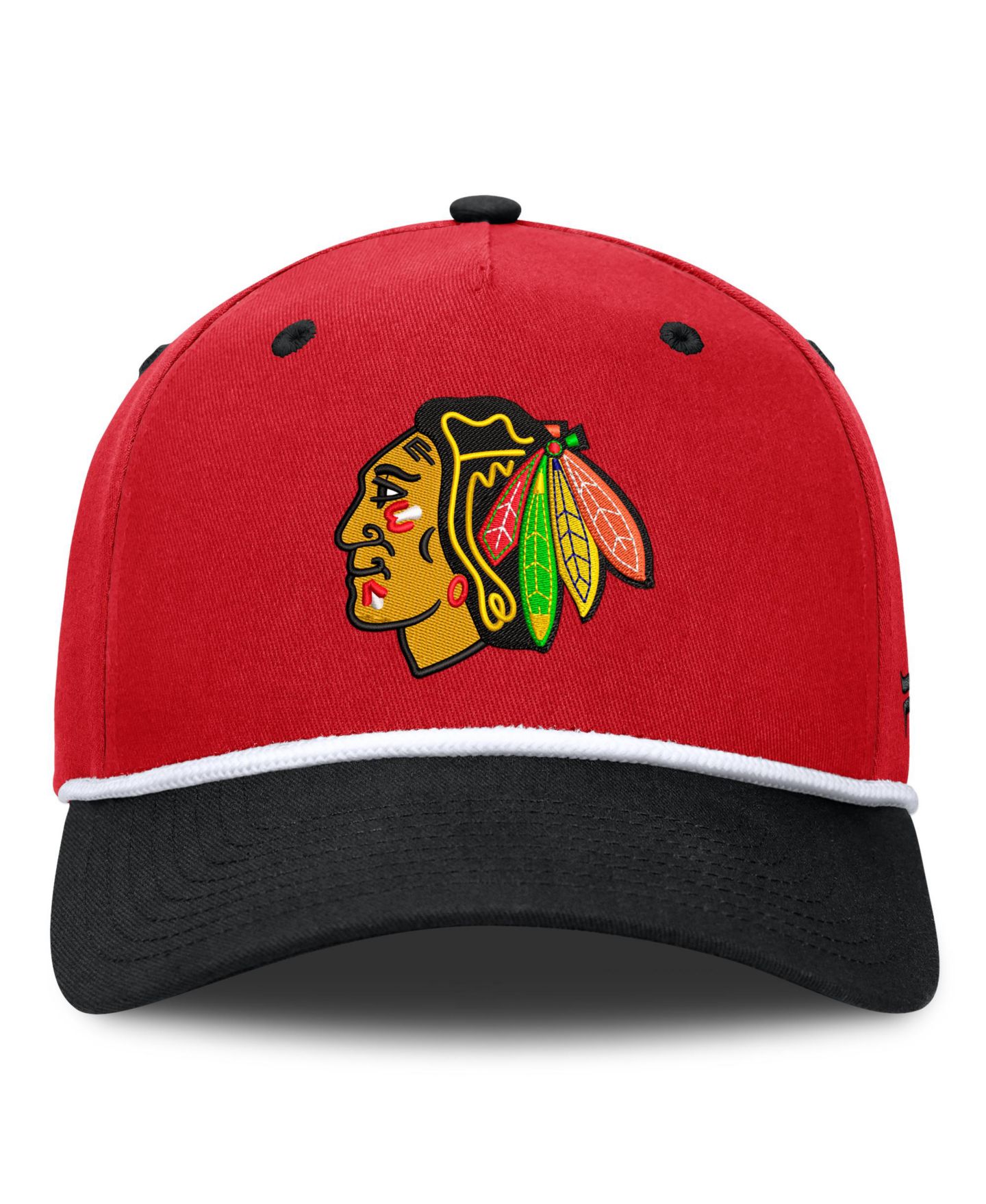 Мужская кепка Fanatics Red/Black Chicago Blackhawks Fundamental Power Play A-Frame Adjustable Hat — фото 2
