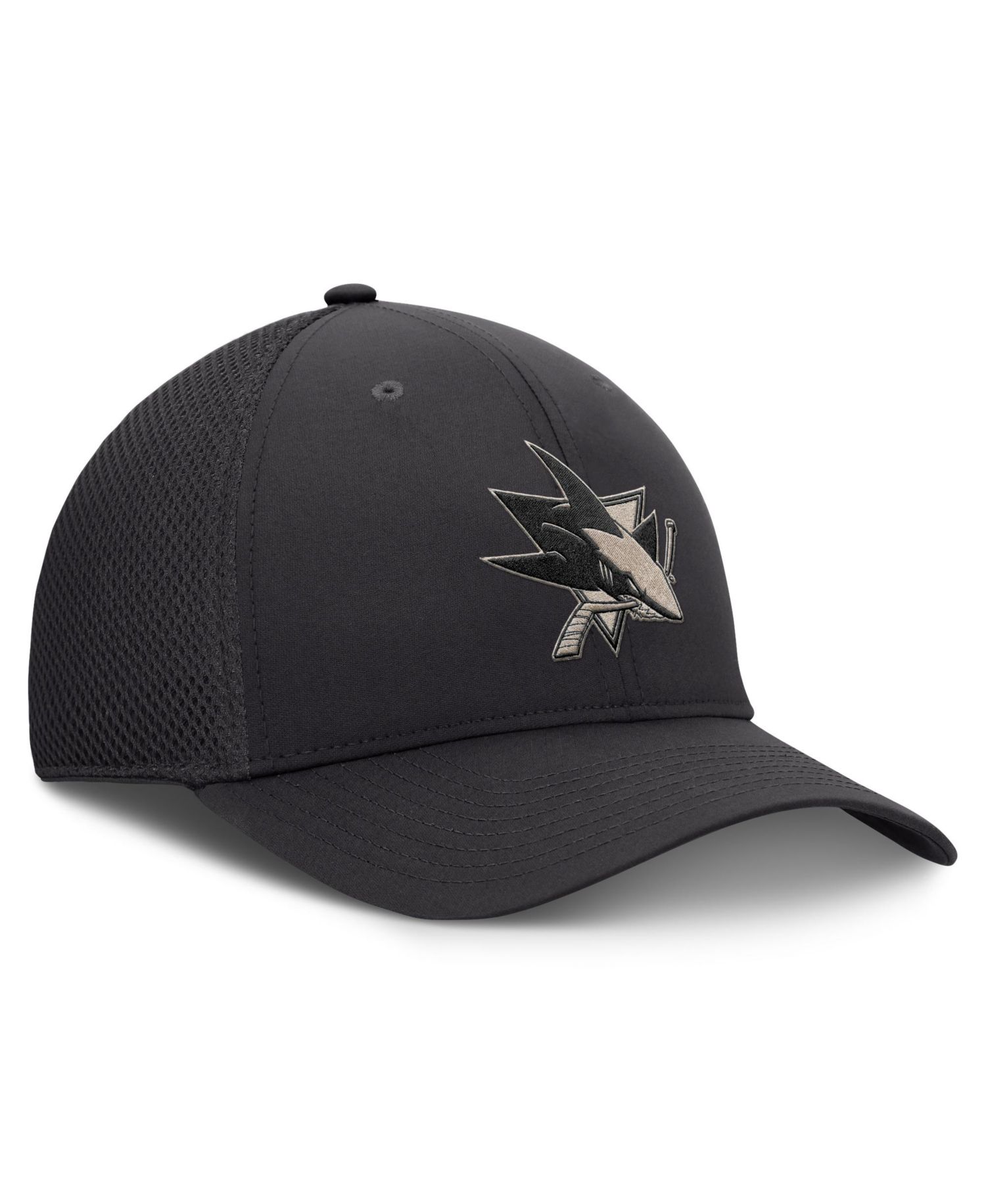 Men's Charcoal San Jose Sharks Road Meshback Stretch Hat