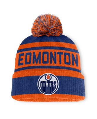 Men's Royal/Orange Edmonton Oilers Fundamental Cuffed Knit Hat with Pom