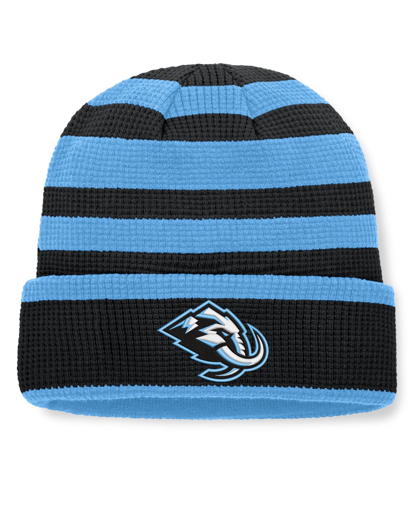 Мужская шапка Fanatics Black/Light Blue Utah Mammoth Fundamental Steady Cuffed Knit Hat — фото 1